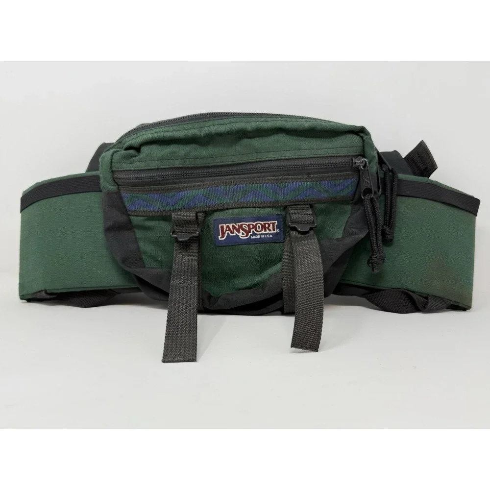 Vintage Jansport Oasis Fanny Pack Waste Pack Dual Bottle Holder Camping Green